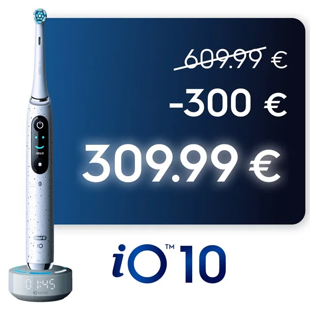 Oral-B iO Series 10 Stardust White, Aufsteckbürsten, Lade-Reiseetui, recycelbare Verpackung