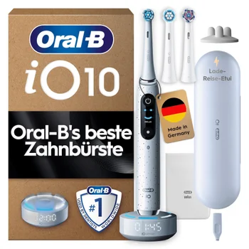 Oral-B iO Series 10 Stardust White, Aufsteckbürsten, Lade-Reiseetui, recycelbare Verpackung