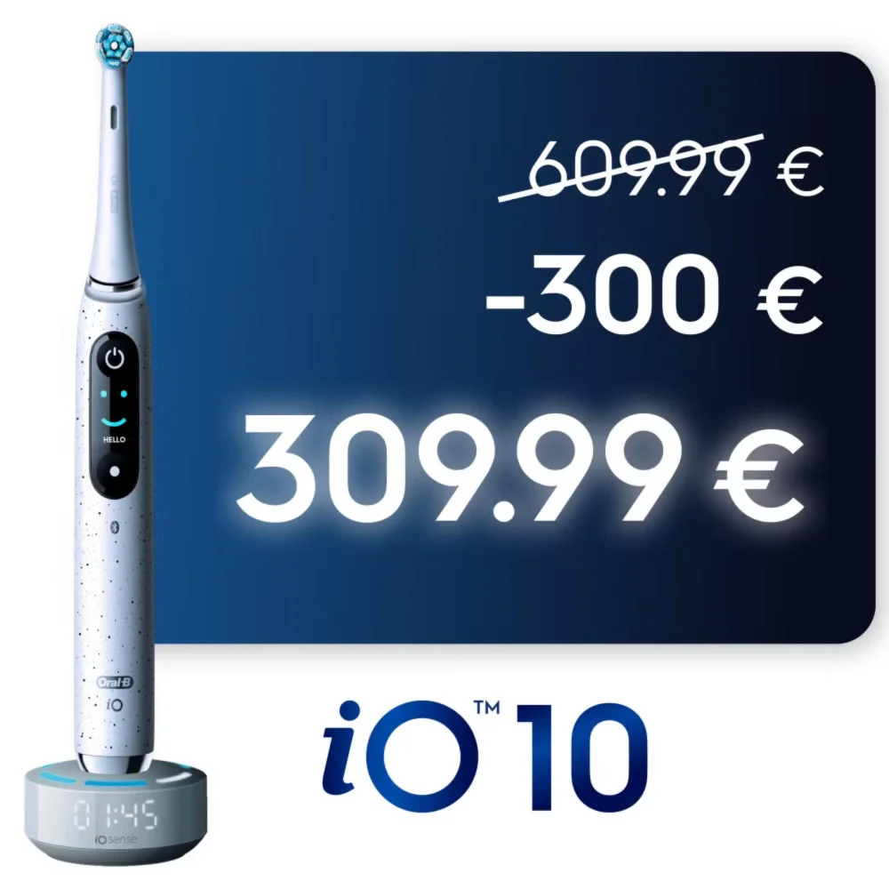 Oral-B iO Series 10 Stardust White, Aufsteckbürsten, Lade-Reiseetui, recycelbare Verpackung Bild 1