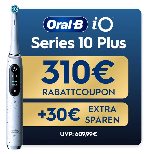 Oral-B iO Series 10 Stardust White, Aufsteckbürsten, Lade-Reiseetui, recycelbare Verpackung