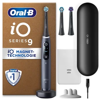 Oral-B iO Series 9N Black Onyx, Aufsteckbürsten, Lade-Reiseetui, recycelbare Verpackung