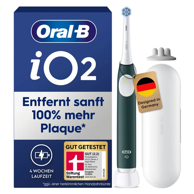 Oral-B iO2 elektrische Zahnbürste, entfernt 100% mehr Plaque*, GUT (2,2) getestet.