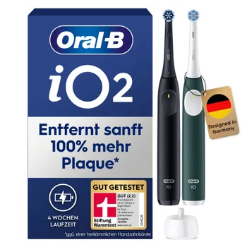 Oral-B iO Series 2 Elektrische Zahnbürste, DUO Pack, Night Black / Forest Green