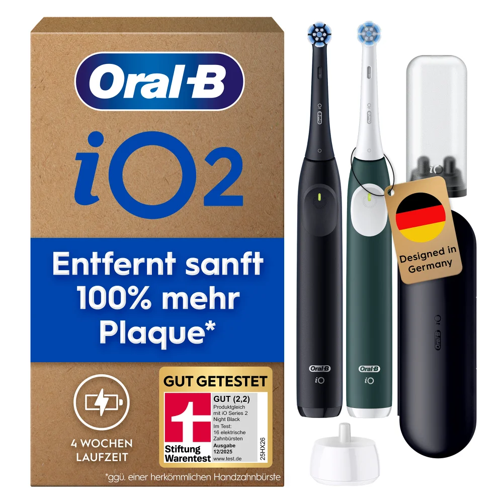 Oral-B iO Series 2 Elektrische Zahnbürste, DUO Pack, Night Black / Forest Green Bild 1