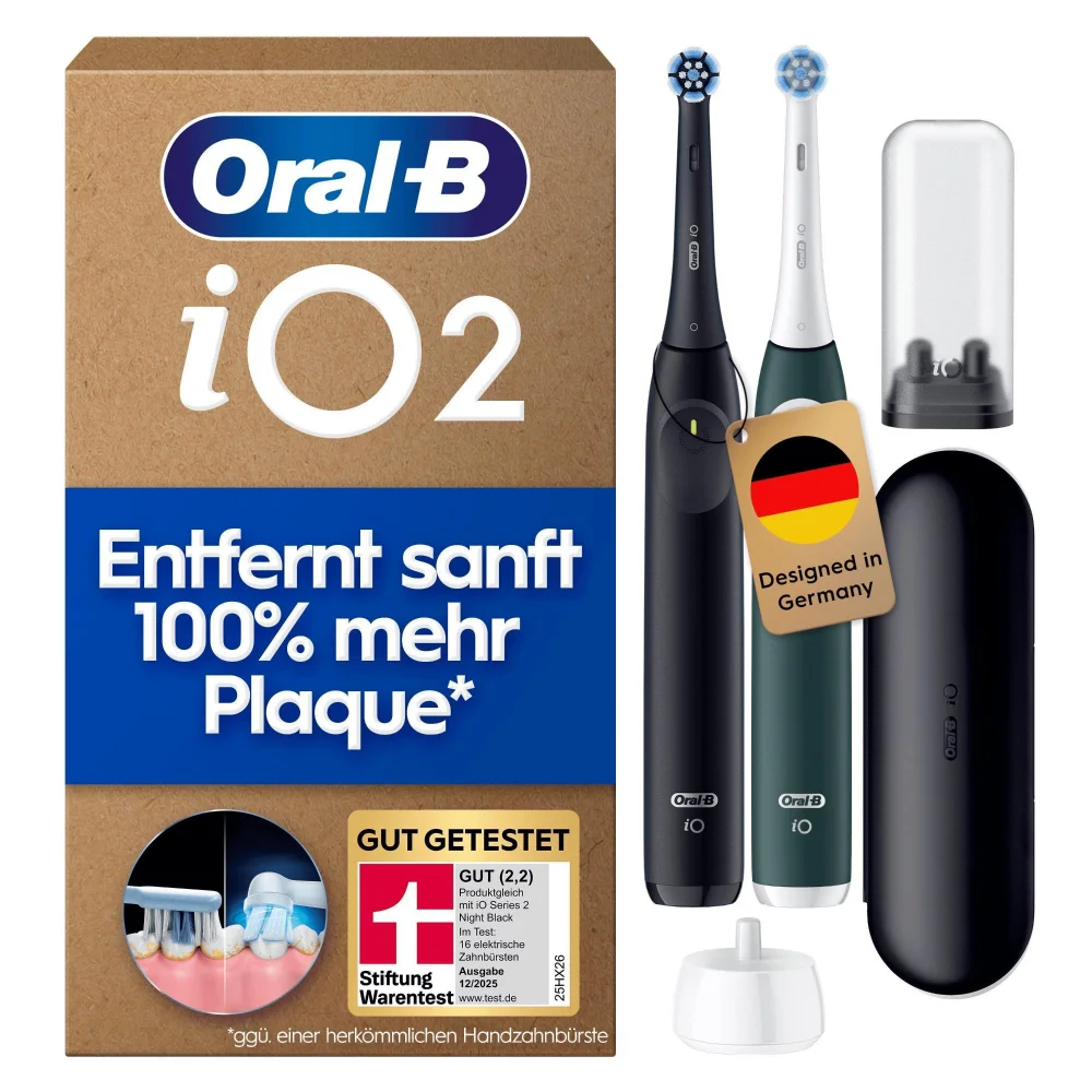 Oral-B iO Series 2 Elektrische Zahnbürste, DUO Pack, Night Black / Forest Green Bild 1