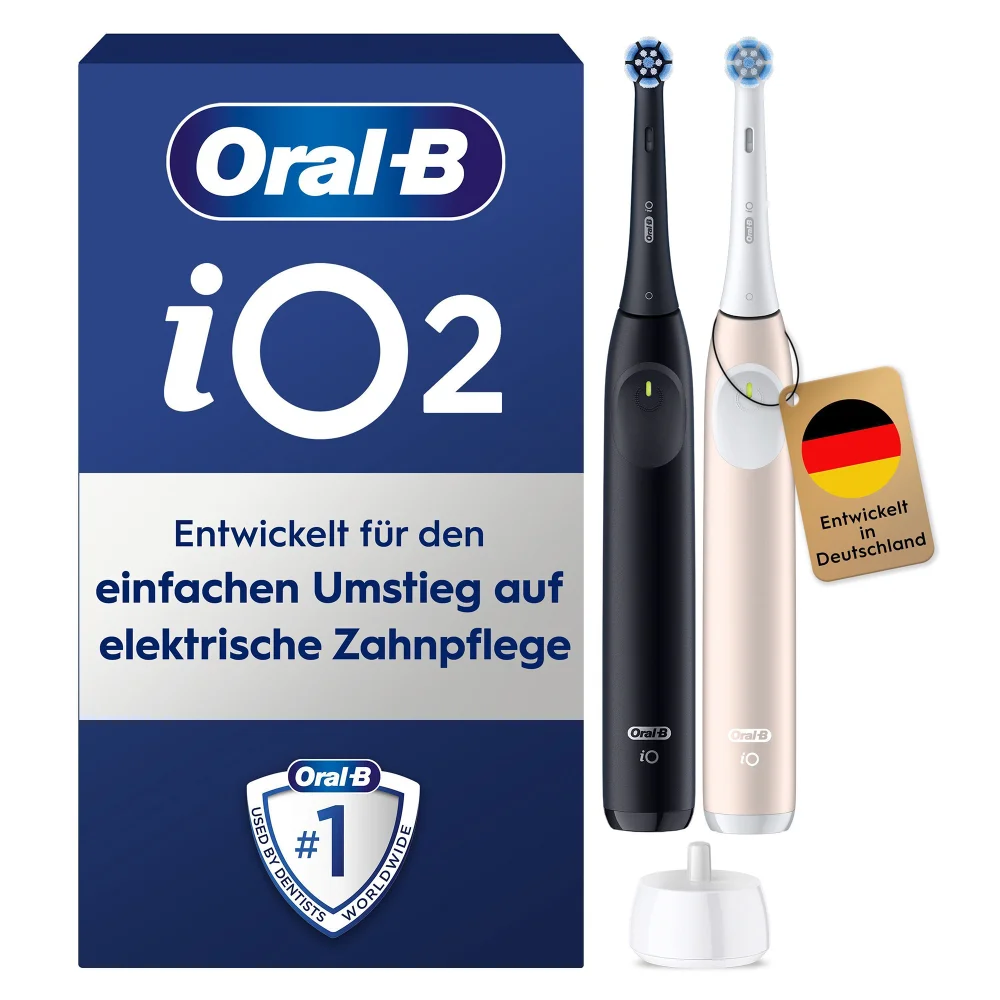 Oral-B iO Series 2 Elektrische Zahnbürste, DUO Pack, Night Black / Calm Pink Bild 1