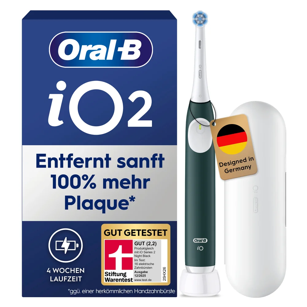 Oral-B iO2 elektrische Zahnbürste, entfernt sanft 100% mehr Plaque.