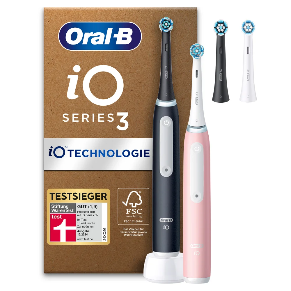 Oral-B iO Series 3 Matt Black/Blush Pink mit 2. Handstück SIOC Bild 1