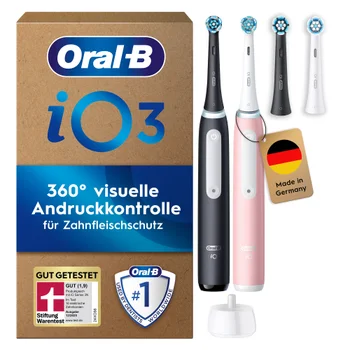 Oral-B iO Series 3 Plus Edition Duopack Elektrische Zahnbürste, Matt Black/Blush Pink