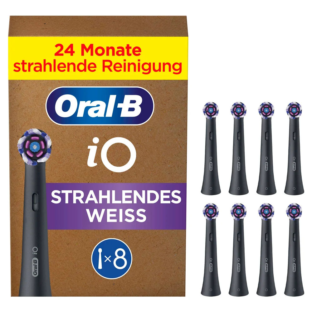 Oral-B iO Strahlendes Weiss, Original Aufsteckbürsten, Schwarz, 8 Stück Bild 1