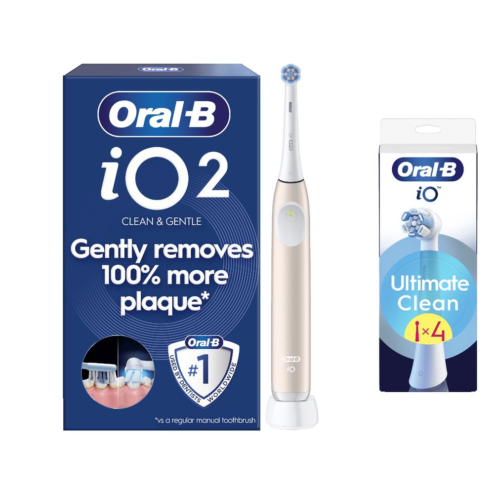 Oral B iO2 Pink Electric Toothbrush + 4 Refills Bild 1