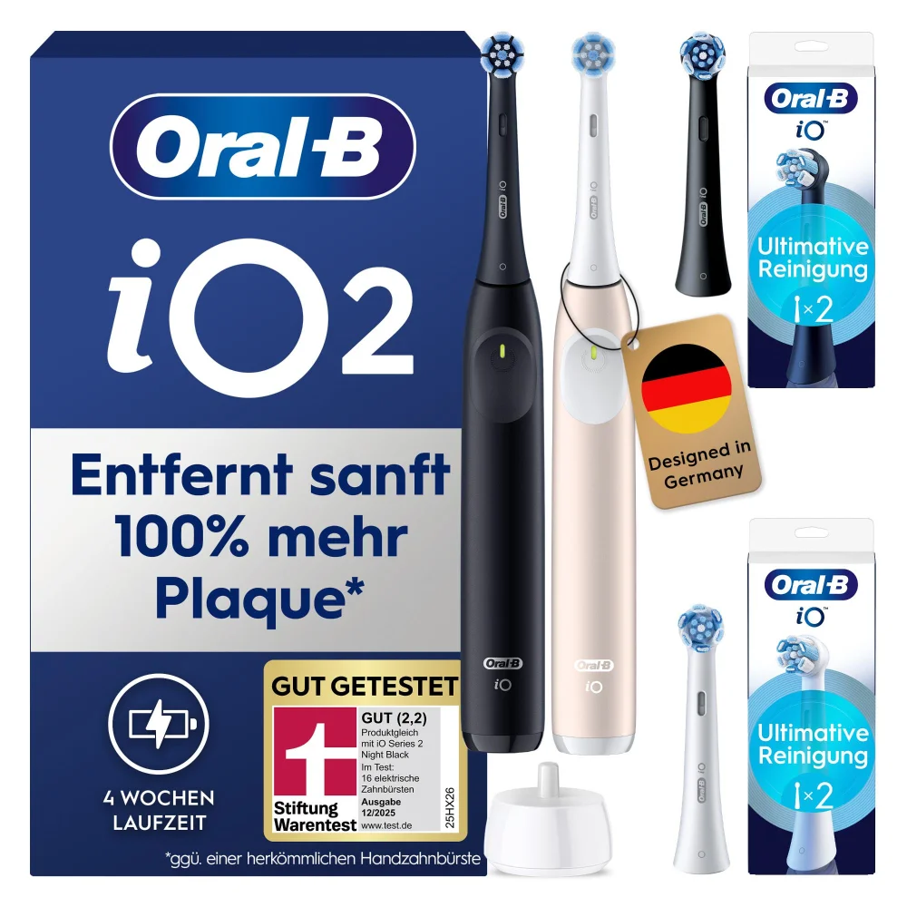 Oral-B iO Series 2 Night Black/Calm Pink mit 2. Handstück mit 4 Aufsteckbürsten Bild 1