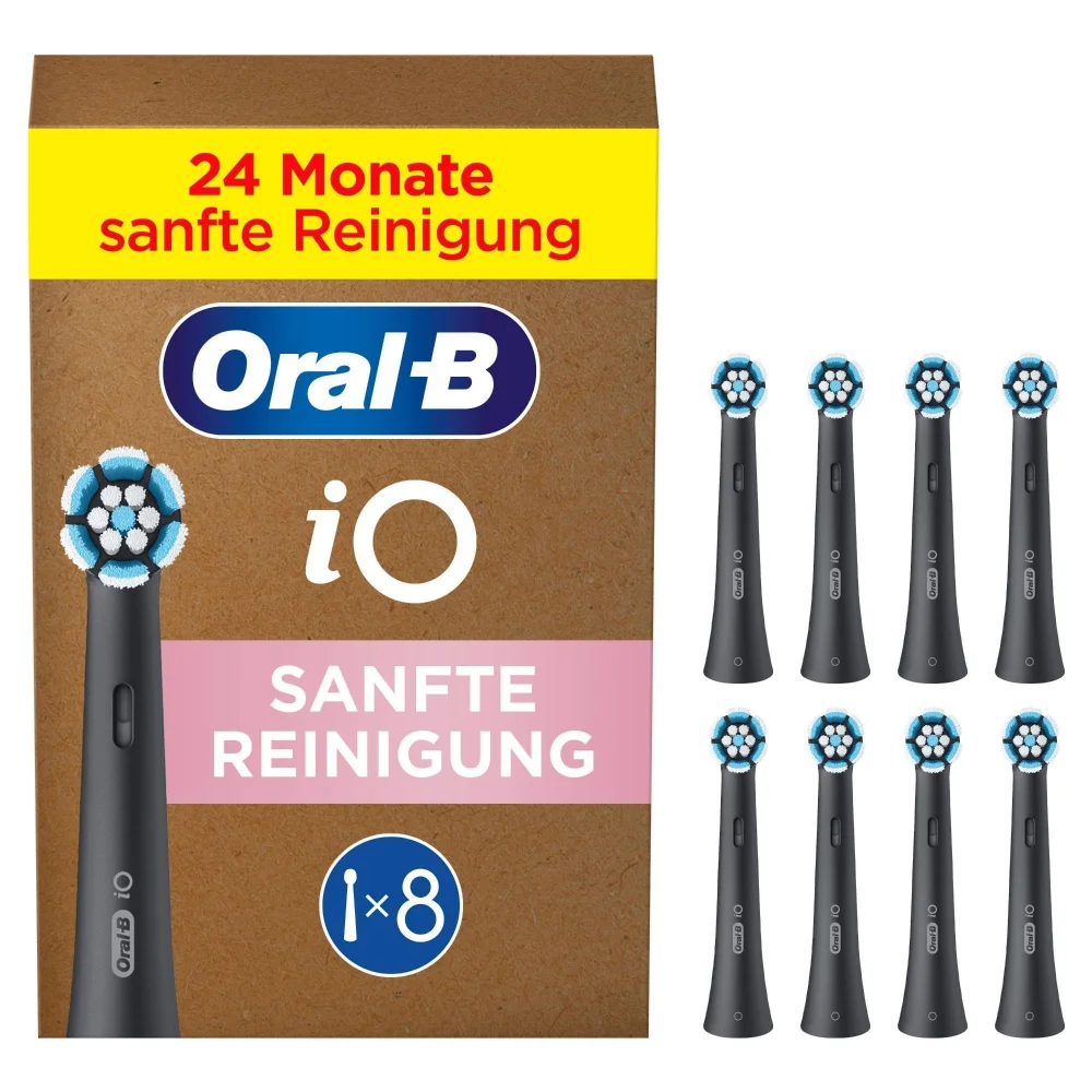 Oral-B iO Sanfte Reinigung, Original Aufsteckbürsten, Schwarz, 8 Stück Bild 1