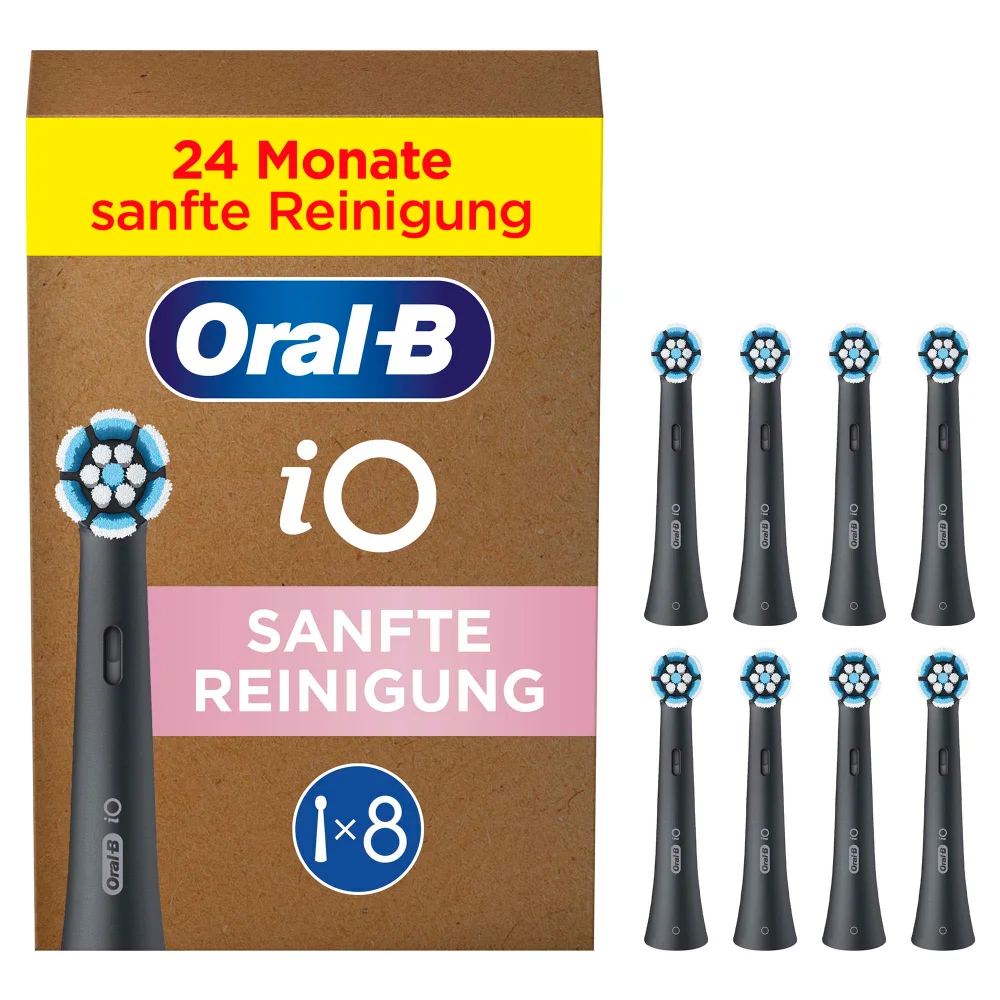 Oral-B iO Sanfte Reinigung, Original Aufsteckbürsten, Schwarz, 8 Stück Bild 1
