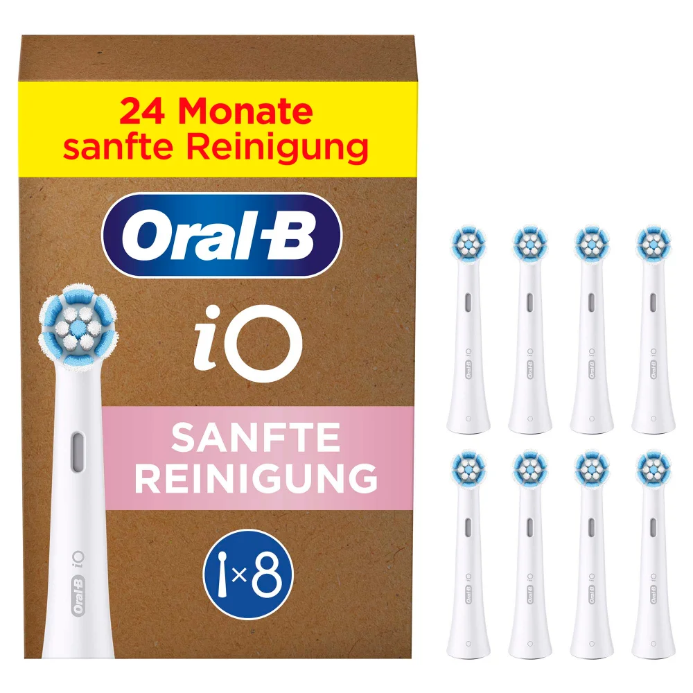 Oral-B iO Sanfte Reinigung, Original Aufsteckbürsten, Weiß, 8 Stück Bild 1