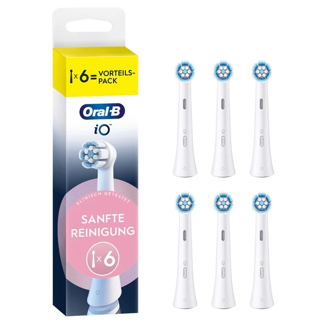 Oral-B iO Sanfte Reinigung, Original Aufsteckbürsten, Weiß, 6 Stück