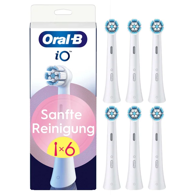 Oral-B iO Sanfte Reinigung, Original Aufsteckbürsten, Weiß, 6 Stück
