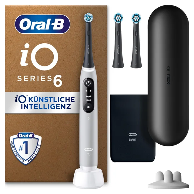 Oral-B iO Series 6 Plus Edition Elektrische Zahnbürste, Reiseetui, Grey Opal, recyclebare Verpackung