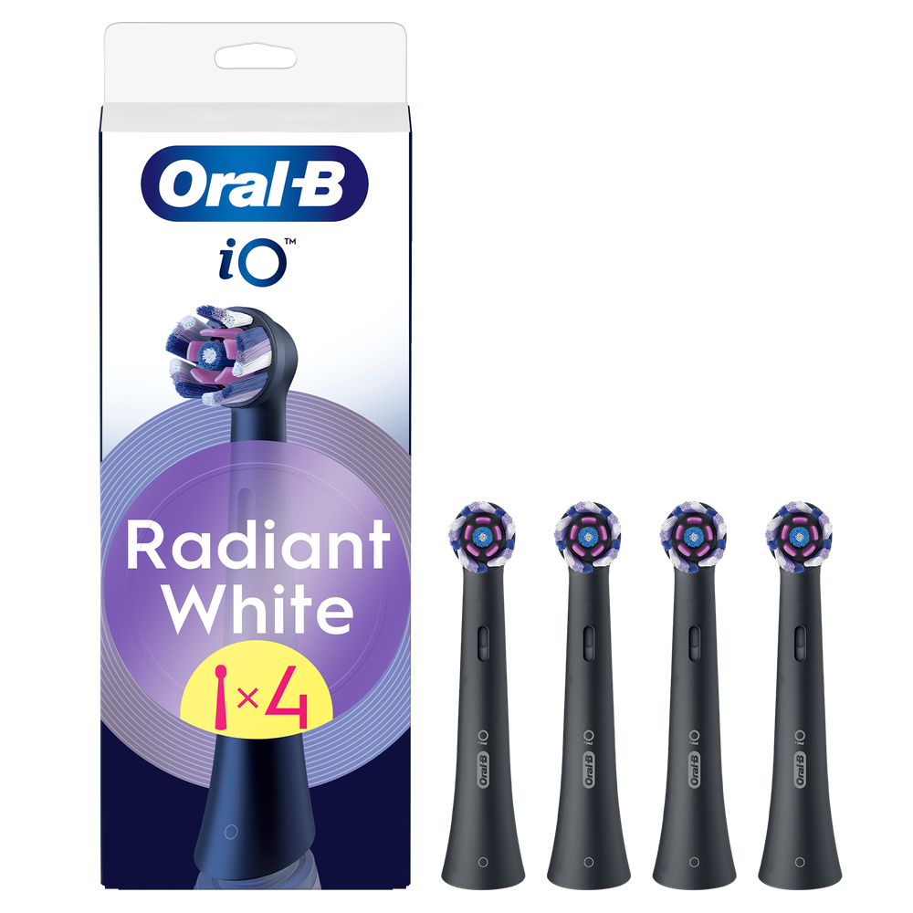 Oral B iO Radiant White Replacement Electric Toothbrush Heads, Black, 4 pack Bild 1