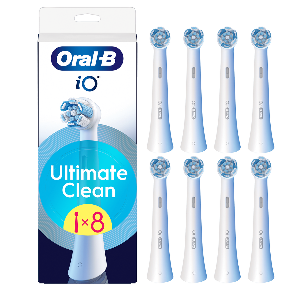 Oral B iO Ultimate Clean Replacement Electric Toothbrush Heads, White, 8 pack Bild 1