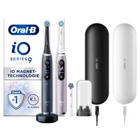 Oral-B iO Series 9 Duopack Elektrische Zahnbürste, Lade-Reiseetui, Black Onyx/Rose Quartz mit Lade-Reiseetui