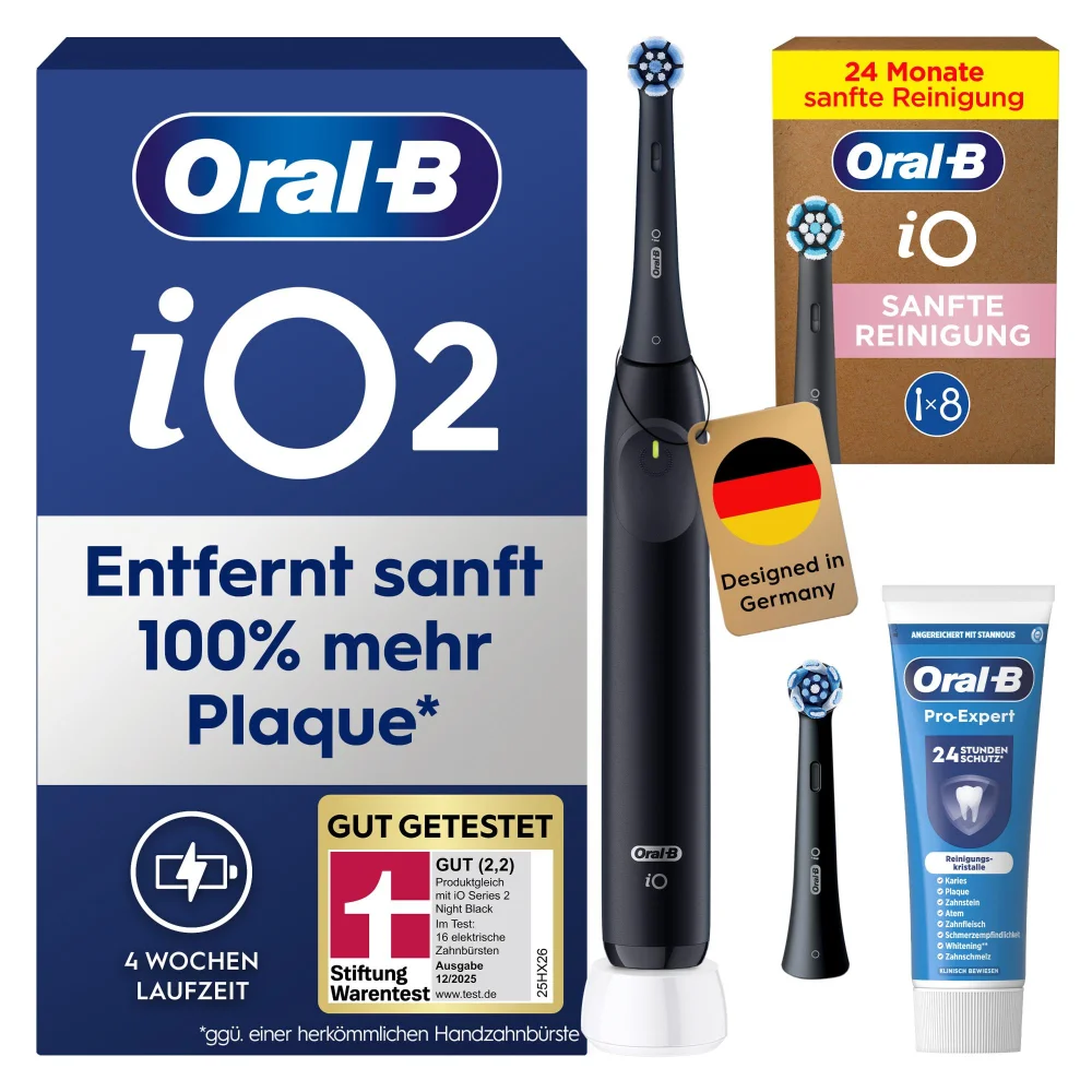 Oral-B iO Series 2 Night Black Special Edition mit 8 Aufsteckbürsten + Zahncreme Bild 1