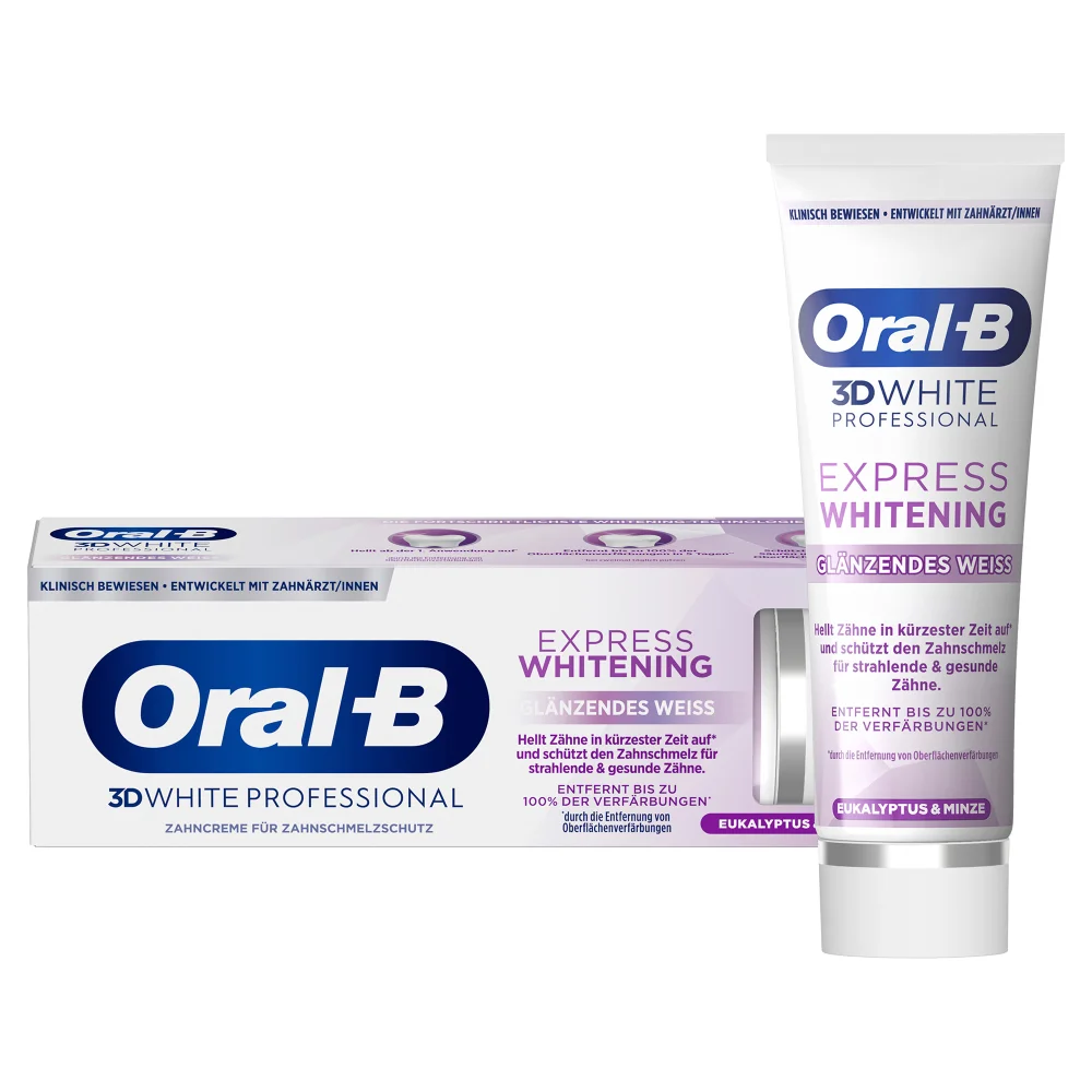 Oral-B 3D White Professional Express Whitening Zahnpasta, Eukalyptus & Minze, 75ml Bild 1