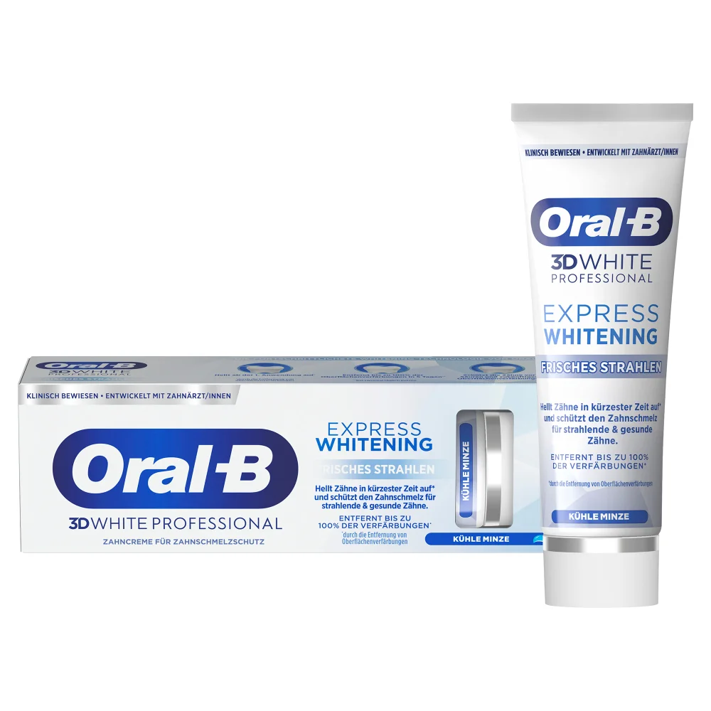 Oral-B 3D White Professional Express Whitening Zahnpasta, Kühle Minze, 75ml Bild 1