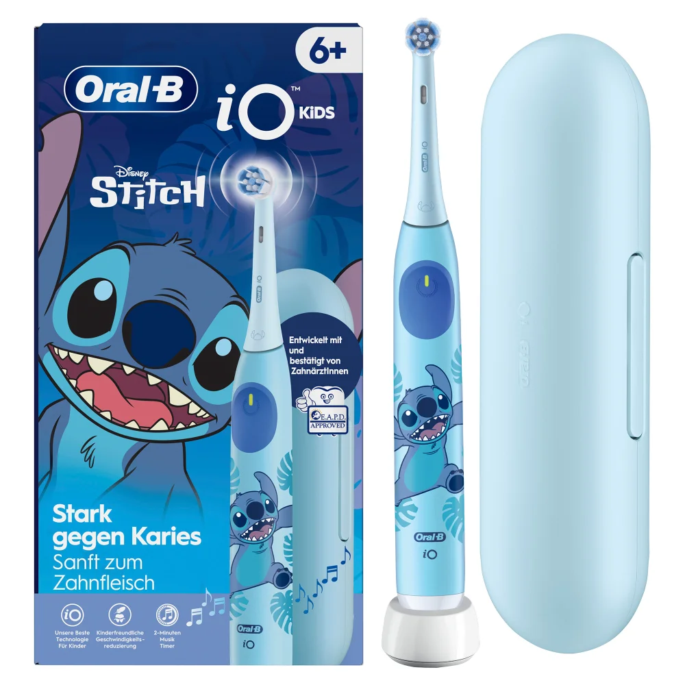 Oral-B iO Kids 6+ Stitch Elektrische Zahnbürste, Aufsteckbürste, Reise-Etui Bild 1