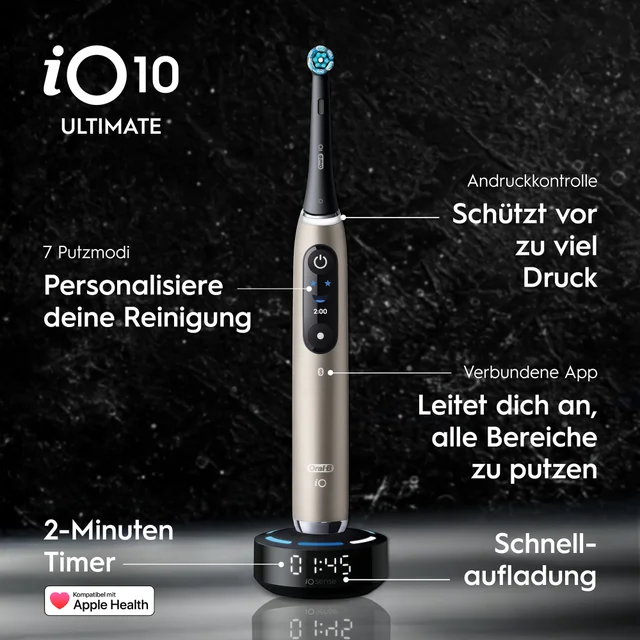 Oral-B iO Series 10 Elektrische Zahnbürste, Lunar Gold