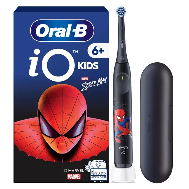 Oral-B iO Kids 6+ Spiderman Elektrische Zahnbürste inkl. 1 Aufsteckbürste, 1 Reise-Etui, TESTSIEGER (2,0) bei STIFTUNG WARENTEST