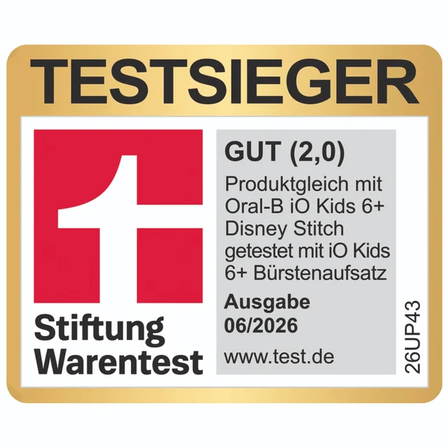 Oral-B iO Kids 6+ Spiderman Elektrische Zahnbürste inkl. 1 Aufsteckbürste, 1 Reise-Etui, TESTSIEGER (2,0) bei STIFTUNG WARENTEST