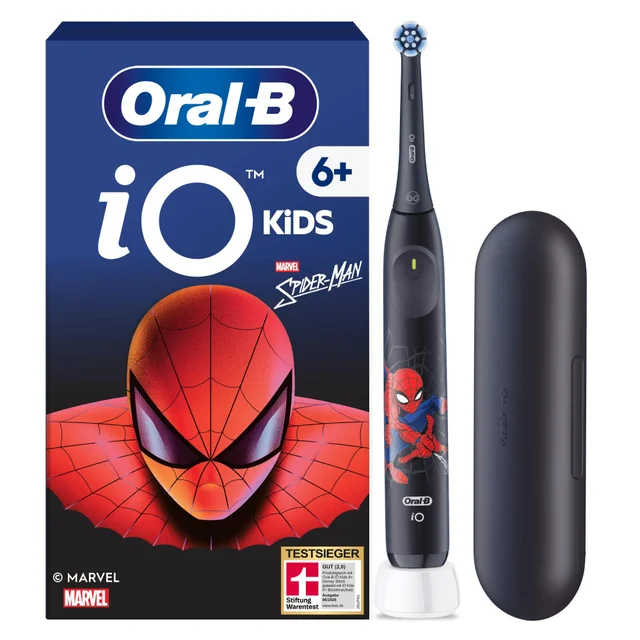 Oral-B iO Kids 6+ Spiderman Elektrische Zahnbürste inkl. 1 Aufsteckbürste, 1 Reise-Etui, TESTSIEGER (2,0) bei STIFTUNG WARENTEST