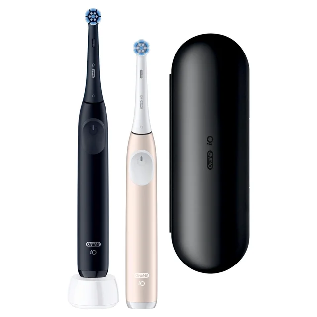 Oral-B iO 2 Elektrische Zahnbürste, Doppelpack Night Black & Calm Pink