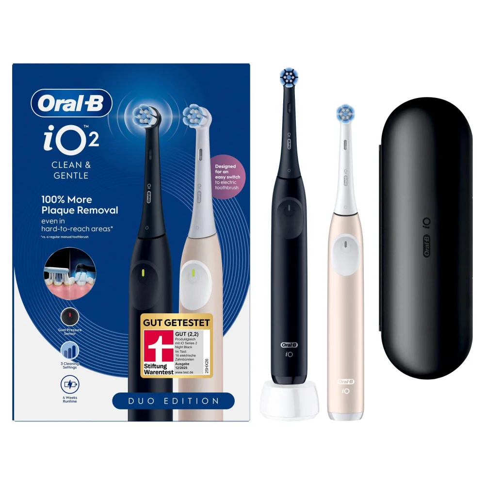 Oral-B iO 2 Elektrische Zahnbürste, Doppelpack Night Black & Calm Pink Bild 1