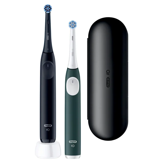 Oral-B iO 2 Elektrische Zahnbürste, Duopack, Night Black & Forest Green