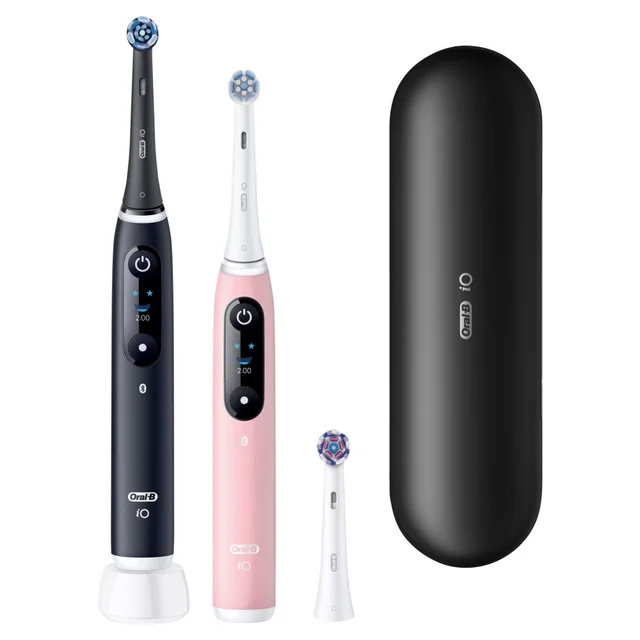 Oral-B iO Series 6 Elektrische Zahnbürste, Duopack Black Lava & Pink Sand, Recycelbare Verpackung