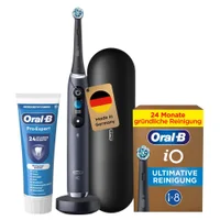 Oral-B iO: Intelligente Zahnbürste mit 7 Putzmodi, interaktivem Display und magnetischer Ladestation für einfache Handhabung.