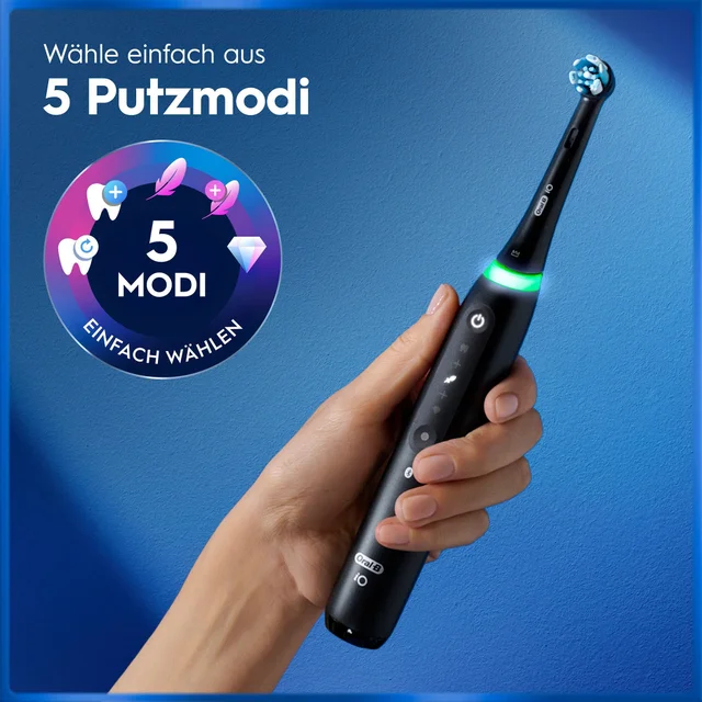 Oral-B iO Series 5 Matt Black + 8 Ultimative Reinigung Aufsteckbürsten + Essential Floss Zahnseide
