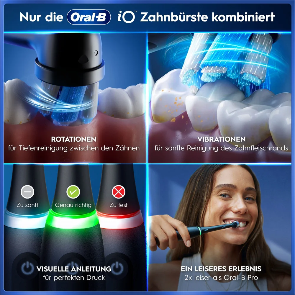 Oral-B iO Series 5 Matt Black + 8 Ultimative Reinigung Aufsteckbrsten + Essential Floss Zahnseide | Oral-B DE Oral-B iO Series 5 Matt Black + 8 Ultimative Reinigung Aufsteckbrsten + Essential Floss Zahnseide | Oral-B DE