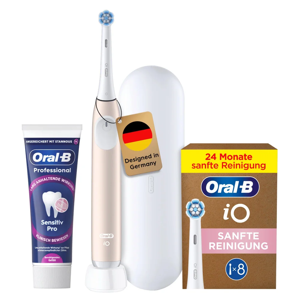 Sensitive Pink Bundle: Oral-B iO Series 2 Calm Pink mit 4 iO sanften Aufsteckbürsten & Senstive Zahncreme Bild 1