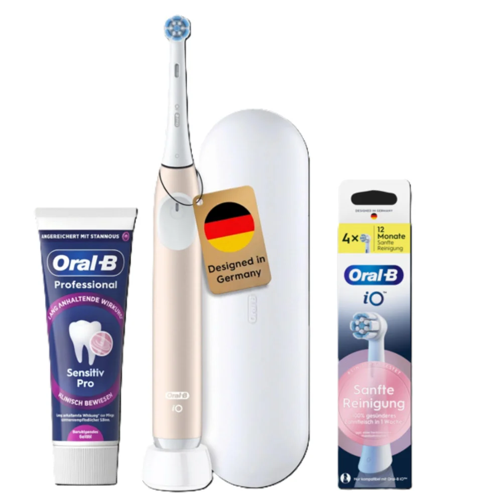 Sensitive Pink Bundle: Oral-B iO Series 2 Calm Pink mit 4 iO sanften Aufsteckbürsten & Senstive Zahncreme Bild 1