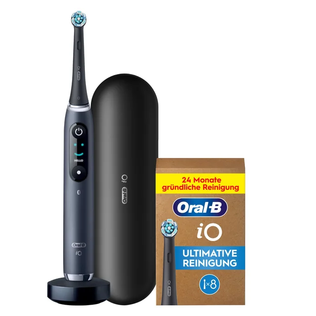 Premium Black Bundle: Oral-B iO Series 9 Black mit 8 iO Aufsteckbürsten & Zahnseide