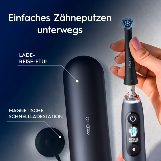 Premium Black Bundle: Oral-B iO Series 9 Black mit 8 iO Aufsteckbürsten & Zahnseide