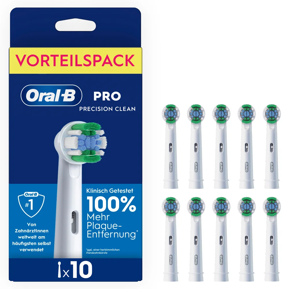 Oral-B Pro Precision Clean Aufsteckbürsten, 10er Vorteilspack, klinisch getestet für 100% mehr Plaque-Entfernung gegenüber einer herkömmlichen Handzahnbürste.