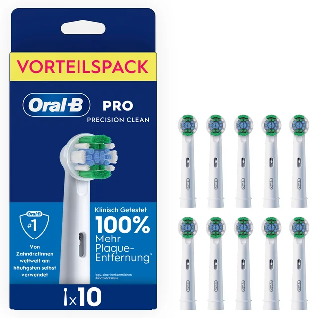 Oral-B Pro Precision Clean Aufsteckbürsten, 10er Vorteilspack, klinisch getestet für 100% mehr Plaque-Entfernung gegenüber einer herkömmlichen Handzahnbürste.
