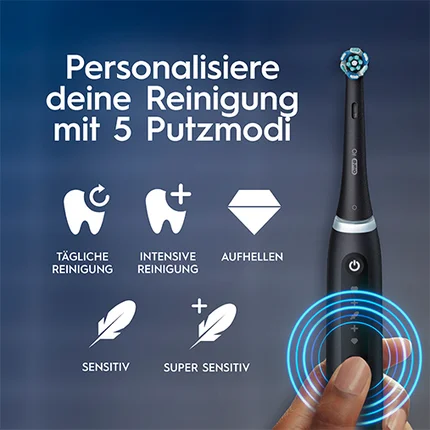 Oral-B iO Zahnbürste mit fünf personalisierbaren Putzmodi für individuelle Reinigung