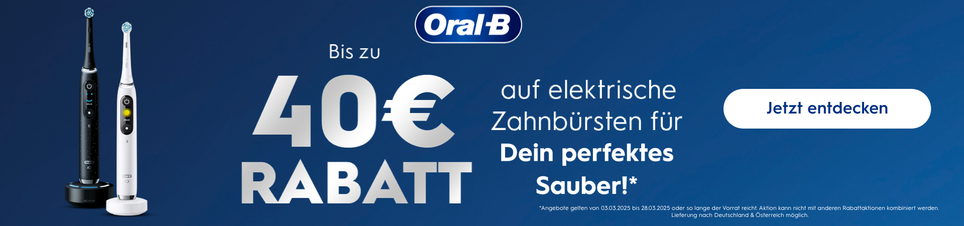 Bis zu 40 EUR Rabatt auf elektrische Zahnbürsten für dein perfektes Sauber