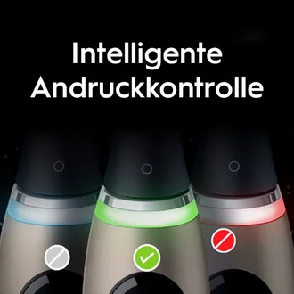 elektrische Zahnbürsten mit farbigen Leuchtringen zeigen die intelligente Andruckkontrolle