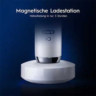 Oral-B Zahnbürste auf magnetischer Ladestation, volle Aufladung in drei Stunden